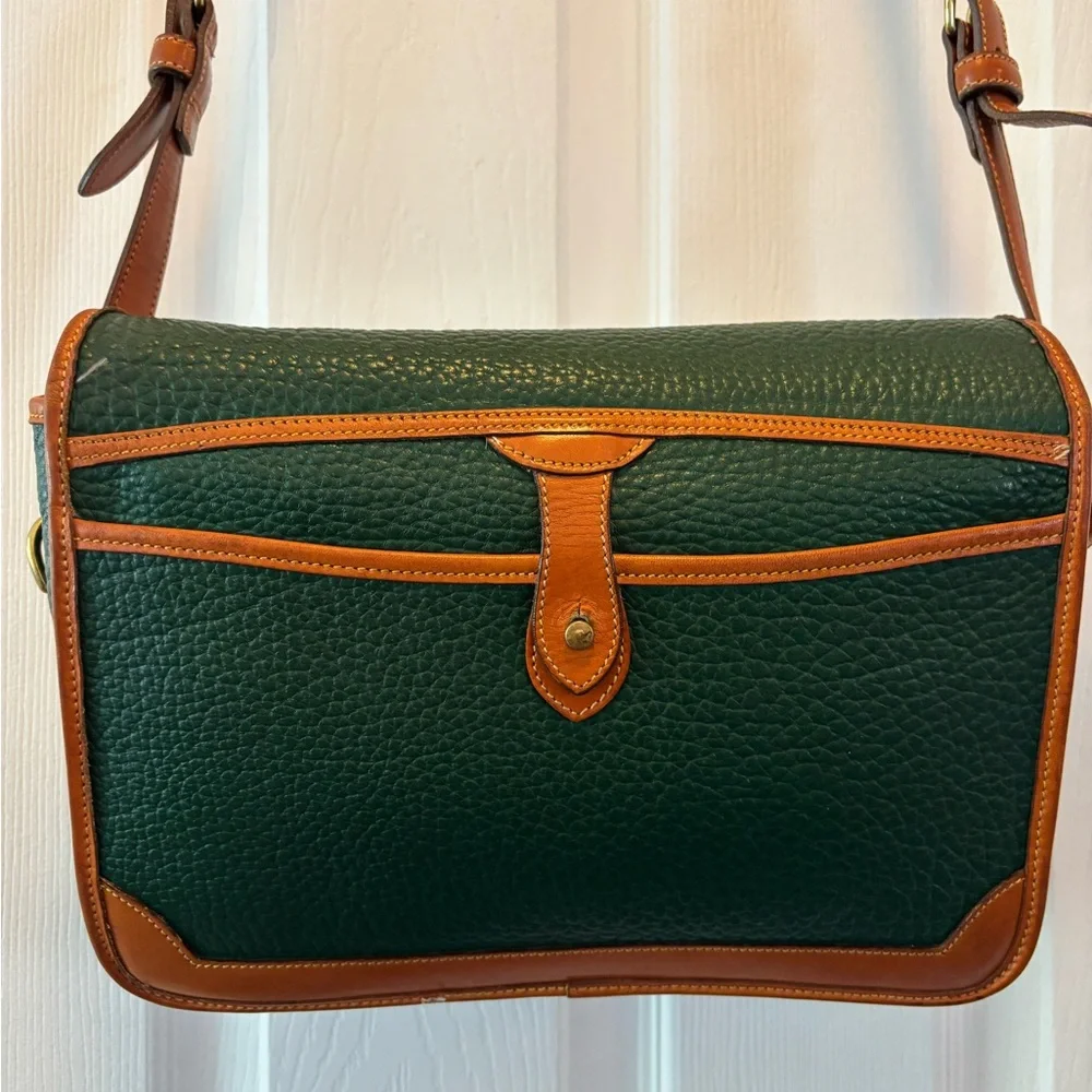 Dooney & Bourke VINTAGE AWL Surrey Green & Tan Leather Crossbody MADE IN USA EUC - Picture 6 of 16